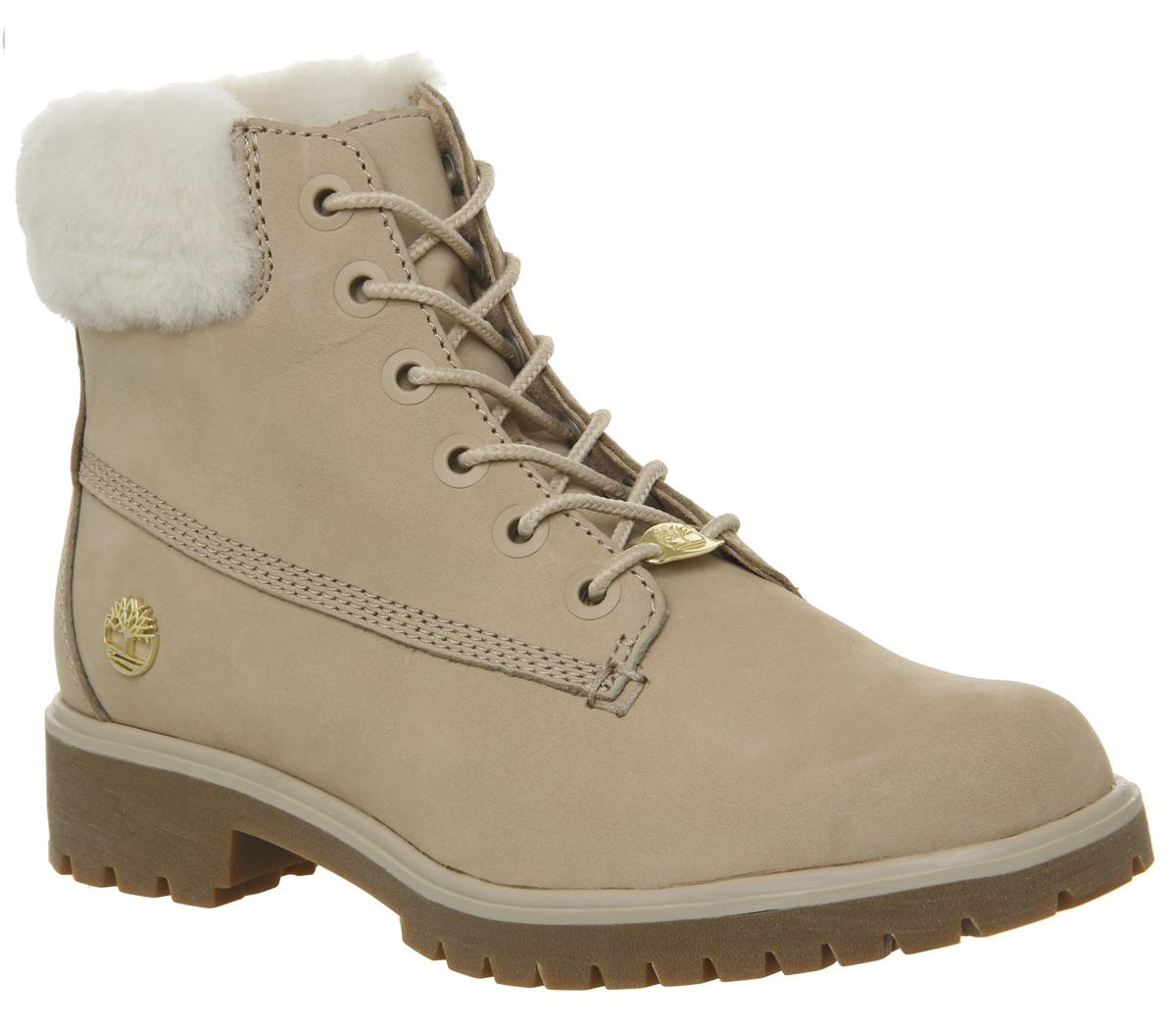 timberland 6 inch slim fur cuff boots medium grey suede