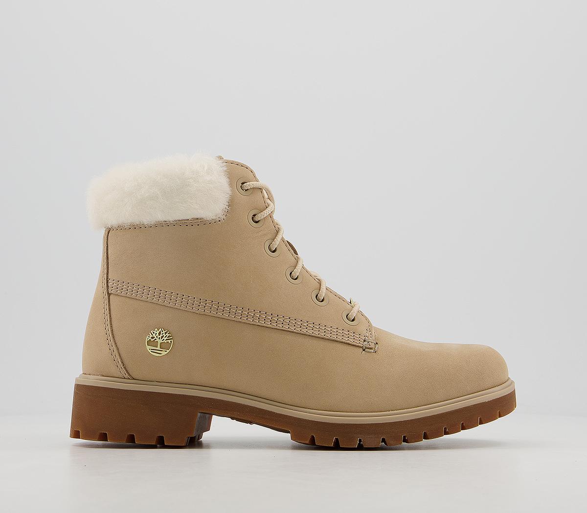 Timberland Slim Premium 6 Inch Fur Cuff Boots Stone Exclusive - Ankle Boots