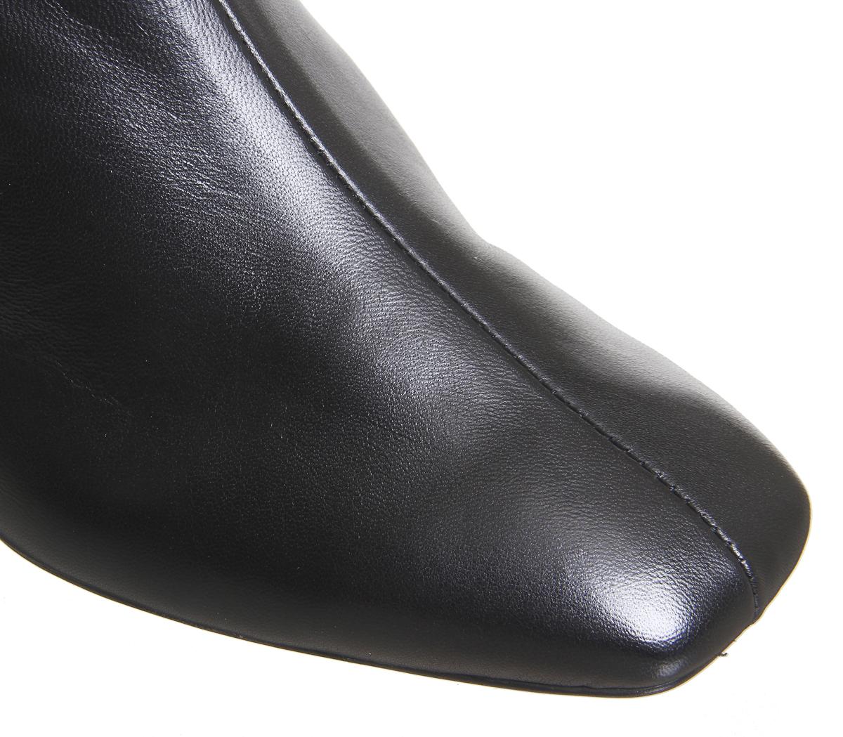 leather block heel square toe ankle boots