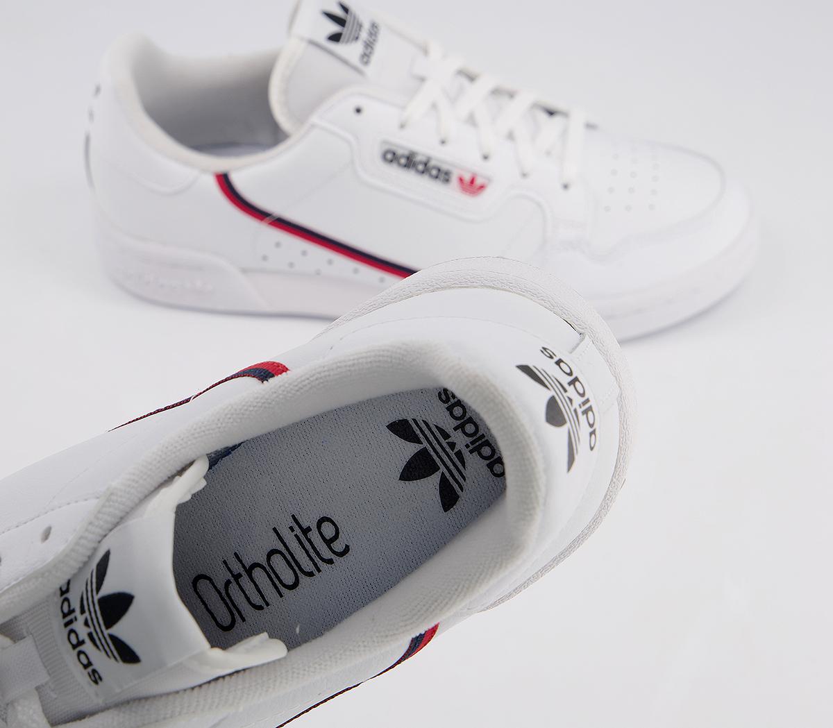 adidas continental 80s junior trainers white scarlet collegiate navy