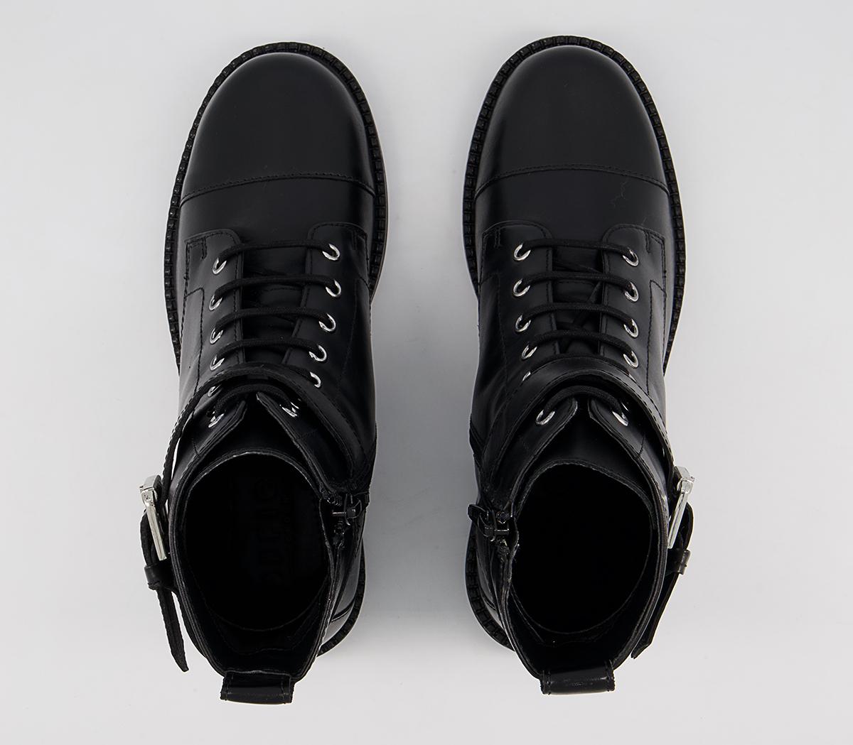 alpaca buckle lace up biker boots