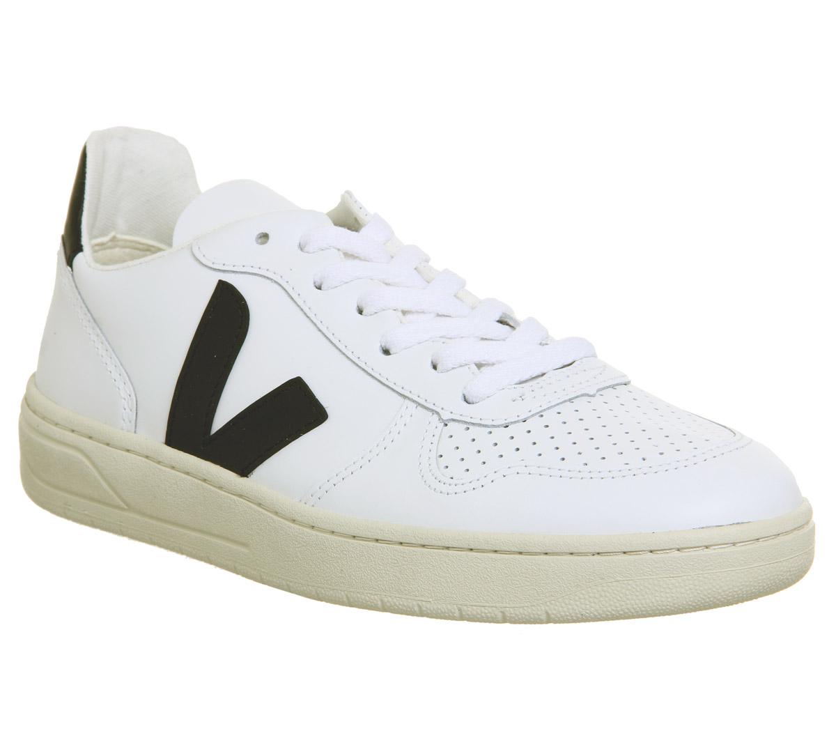 black and white veja trainers
