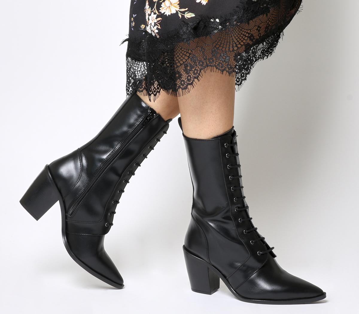 black leather calf boots