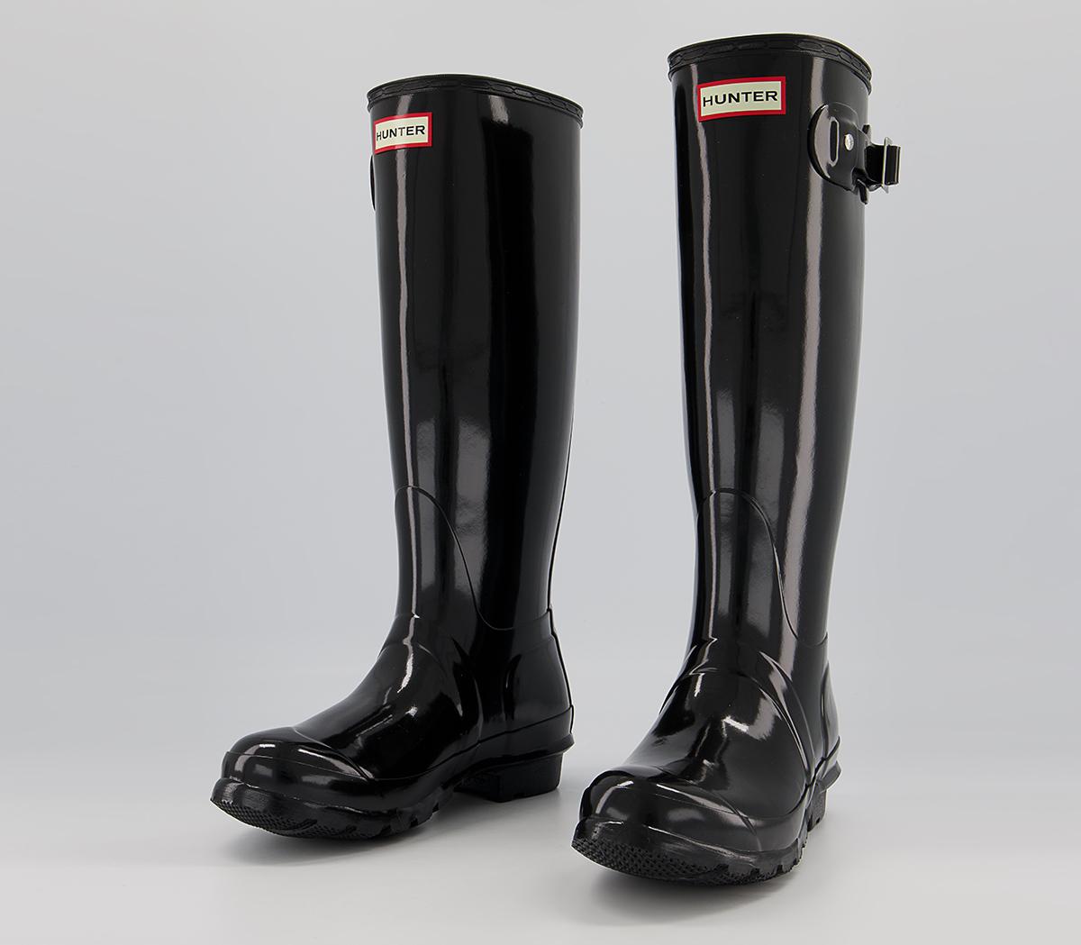 hunter tall black gloss wellies size 5