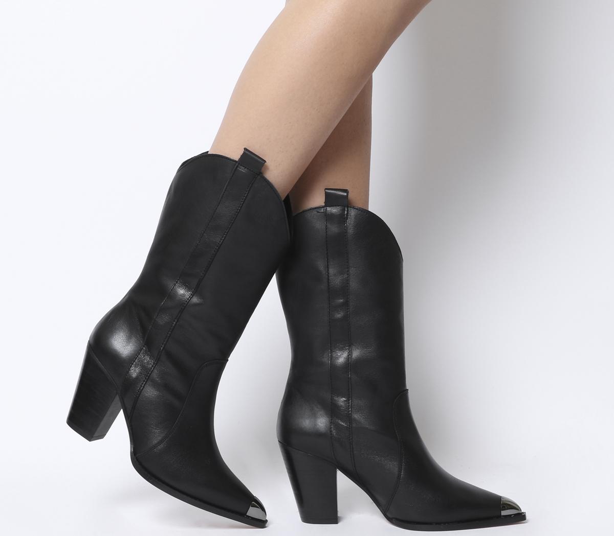 black leather calf boots