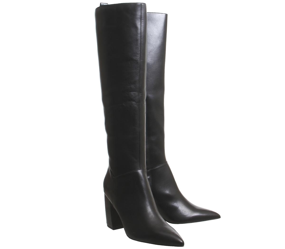 leather thigh high boots block heel