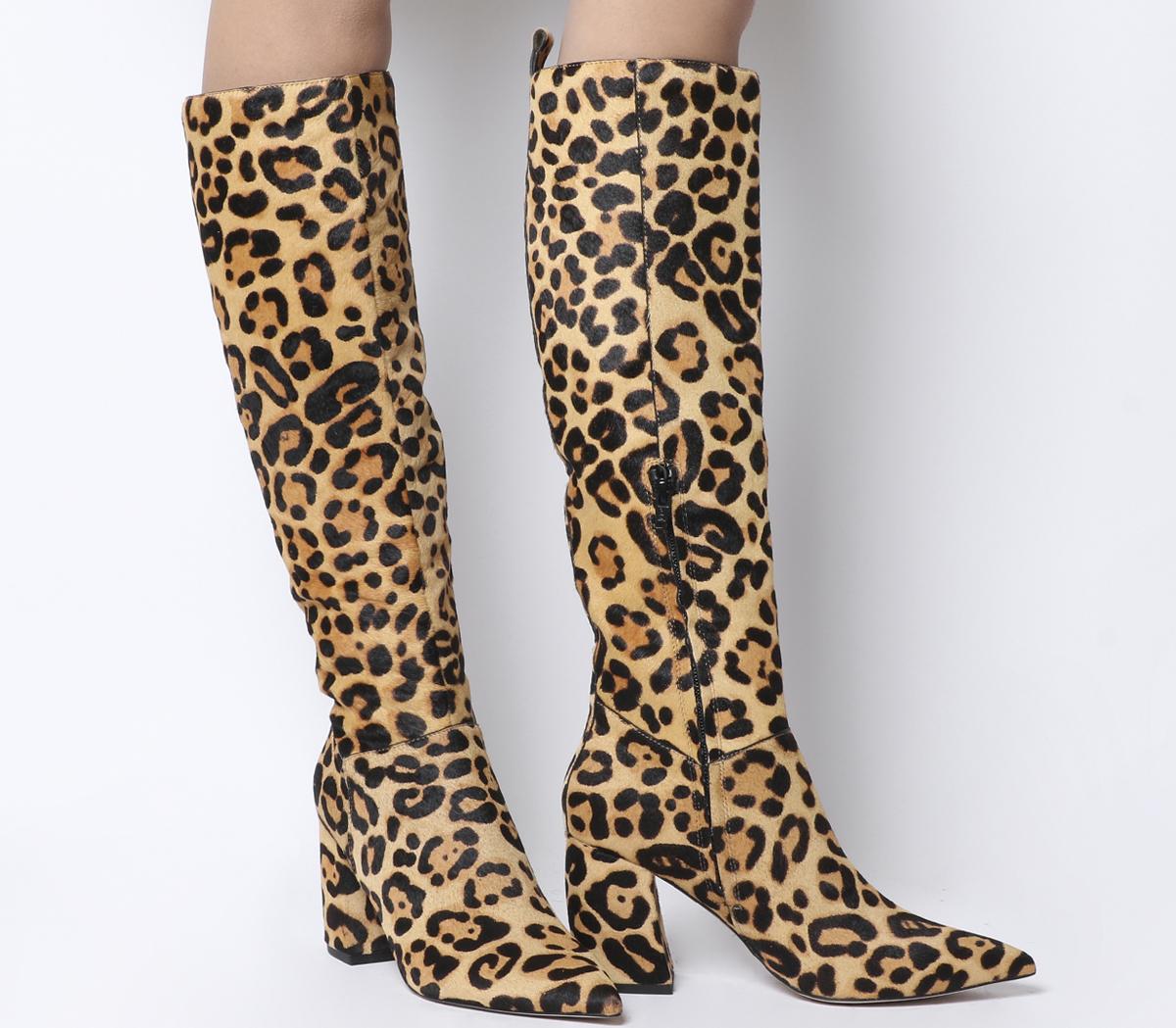 leopard knee boots
