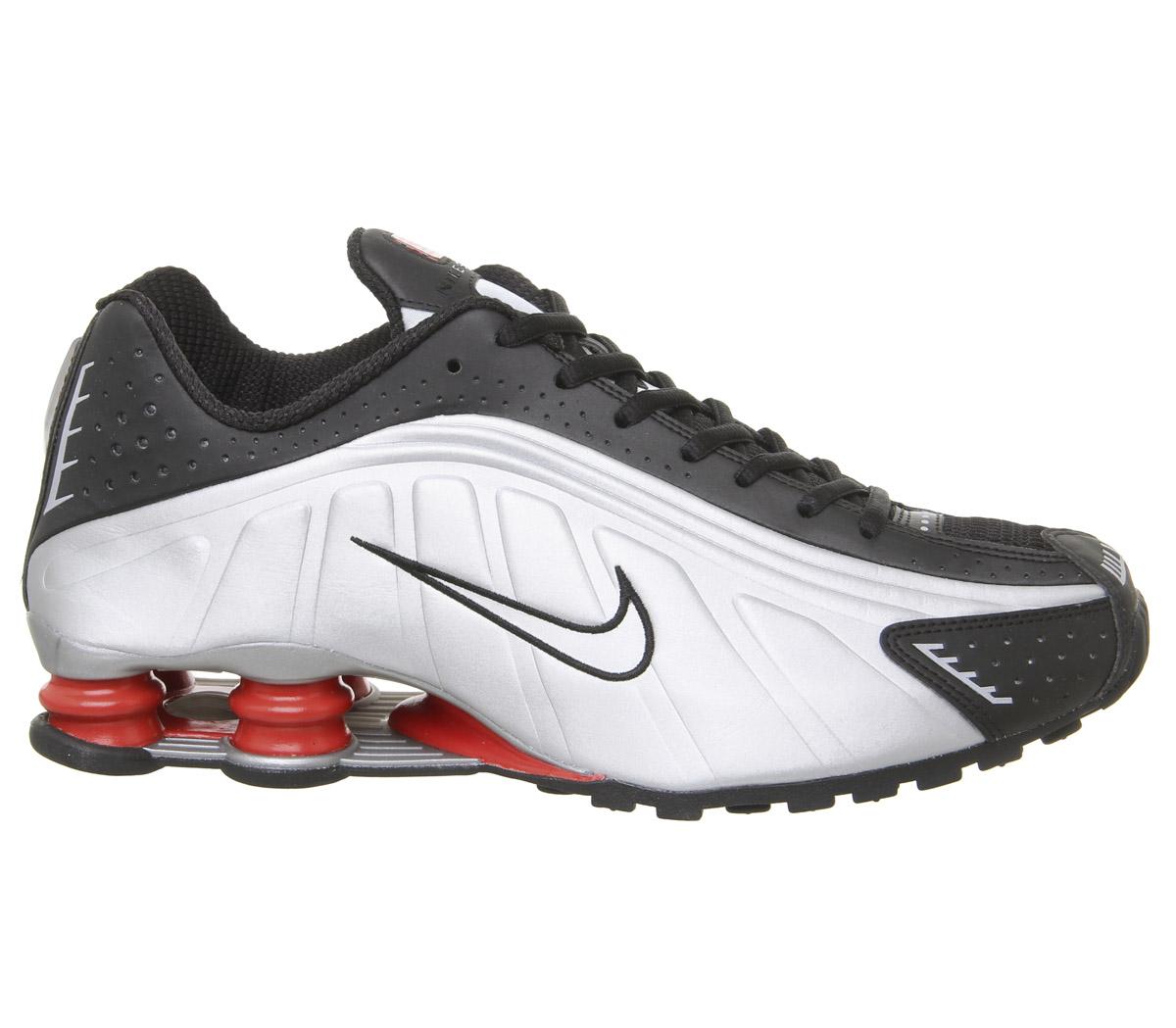 Nike Nike Shox R4 Trainers Black Metallic Silver Max Orange - Hers trainers