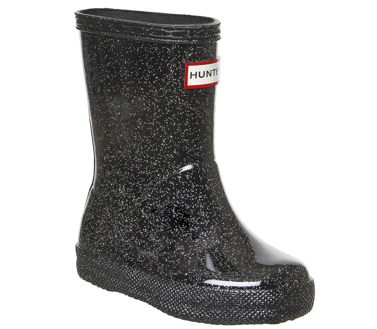 black sparkle hunter boots