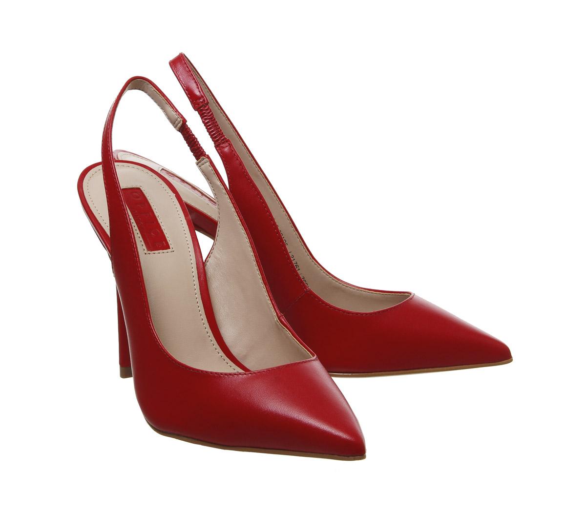 Office Honeypie Slingback Court Heels Red Leather - High Heels