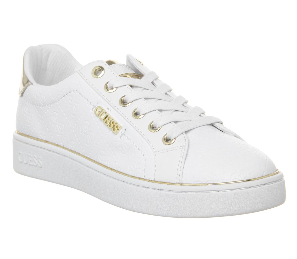 Guess Beckie Sneakers White Gold Flat Shoes for Women