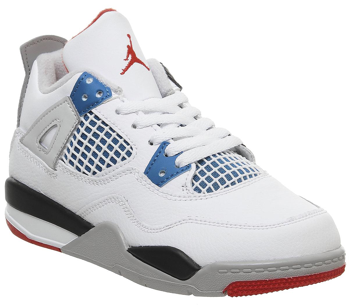 blue red and white jordan 4