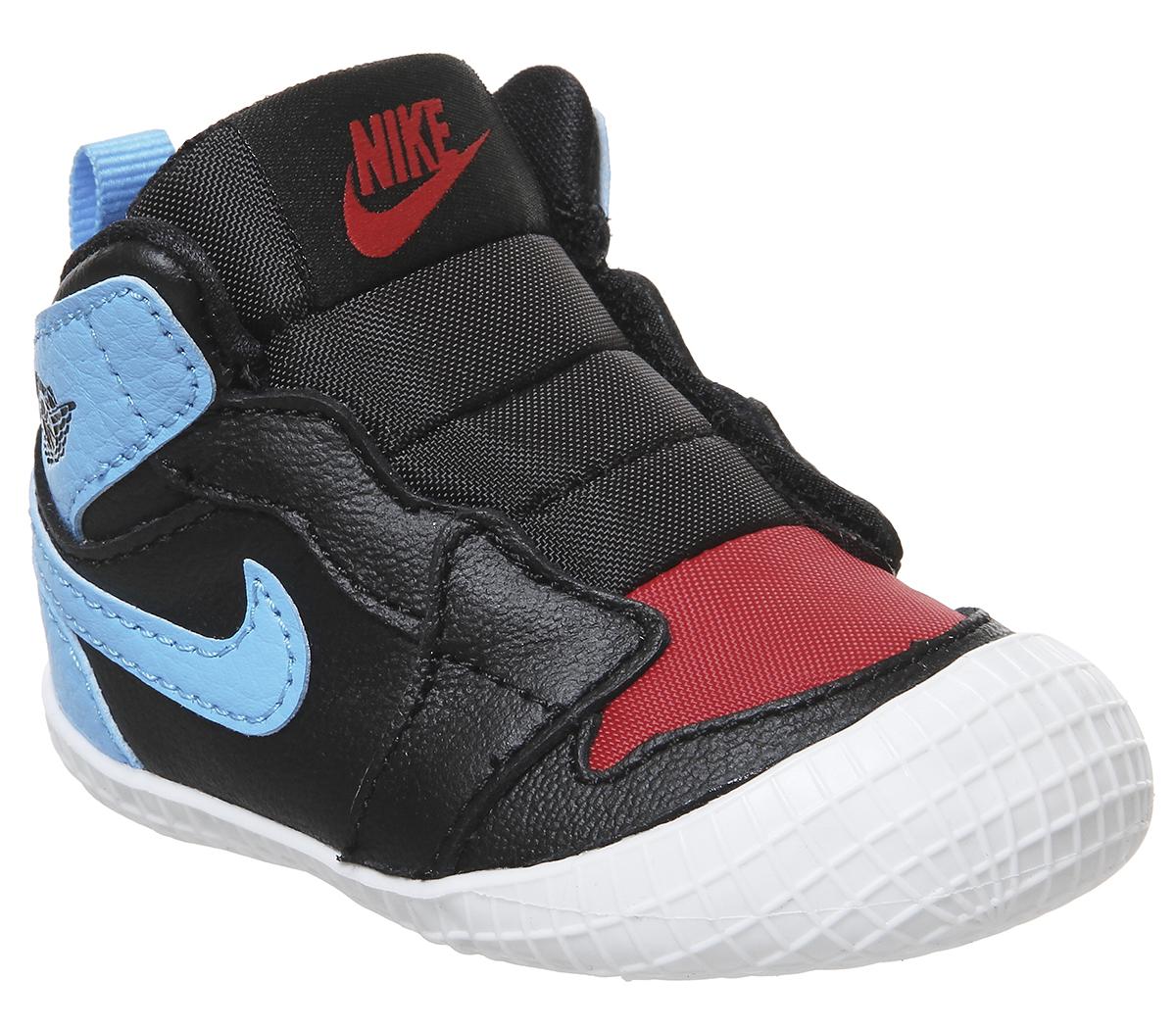 Jordan Jordan 1 Crib Bootie Black Dark Powder Blue Gym Red White - Unisex