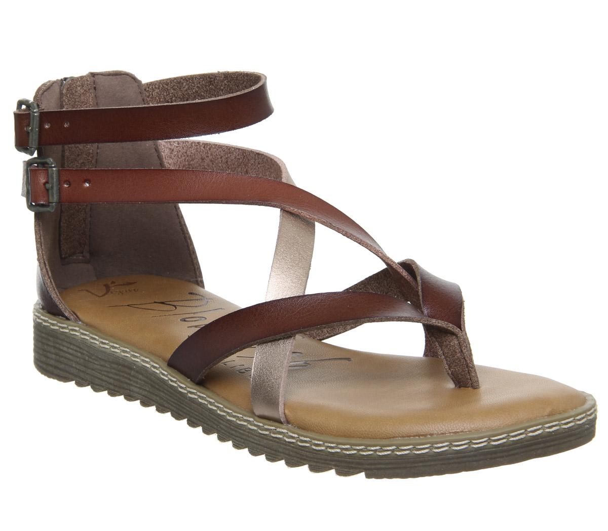 Blowfish Malibu Ohio Sandals Brown Rose Gold Clay - Womens Vegan Shoes