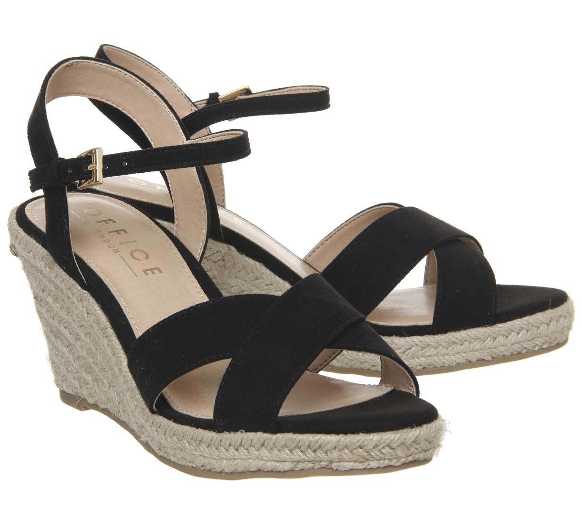 Office Motional Espadrille Wedges Black - Mid Heels