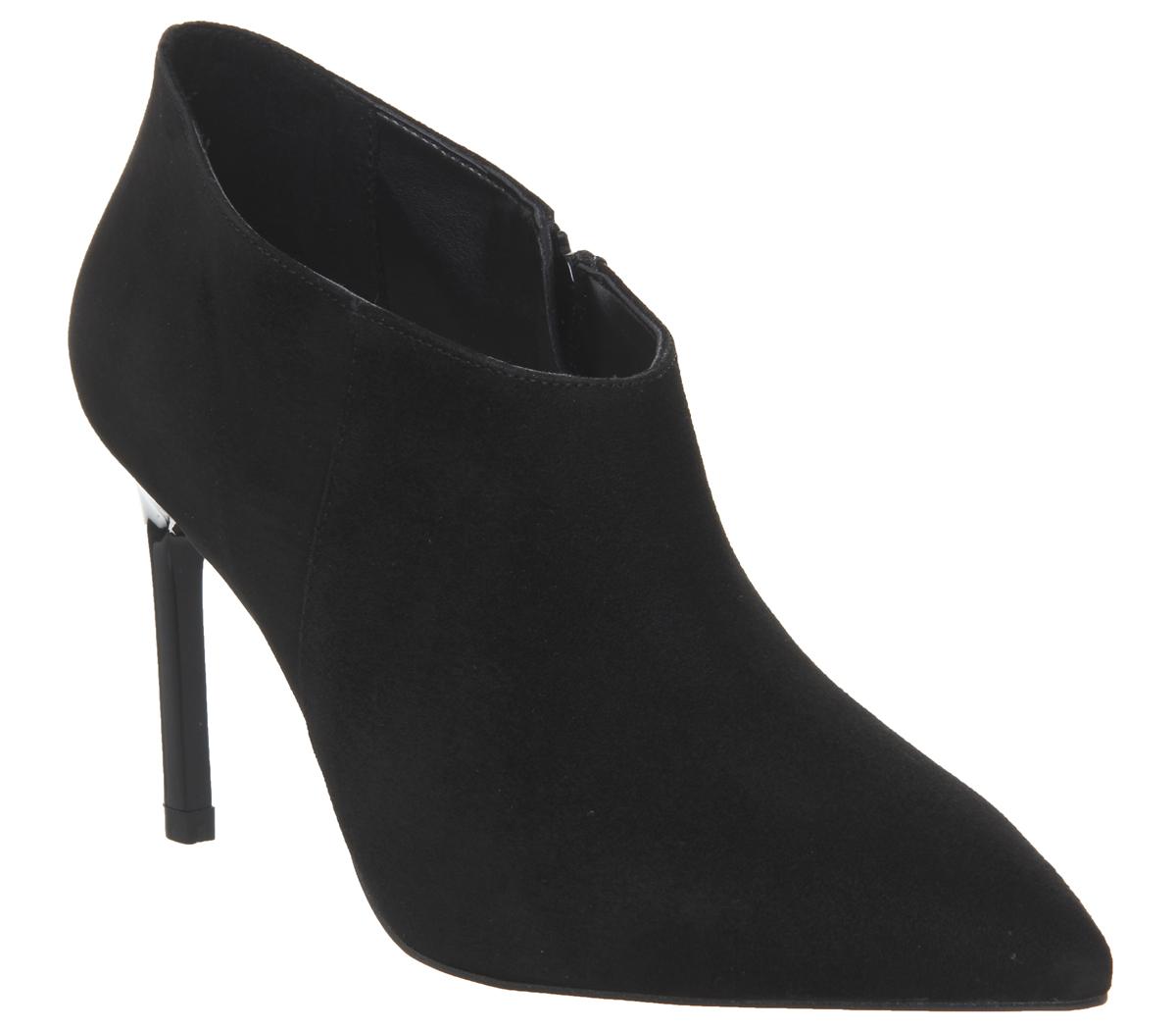 Office Mairead Sleek Heel Shoeboots Black Suede - Mid Heels