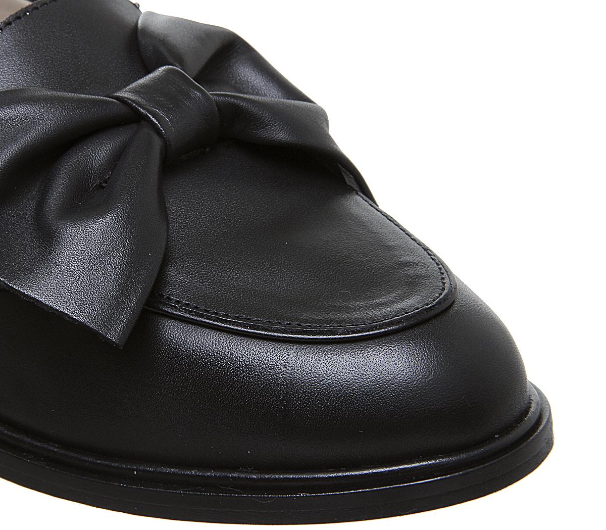 bow loafers black