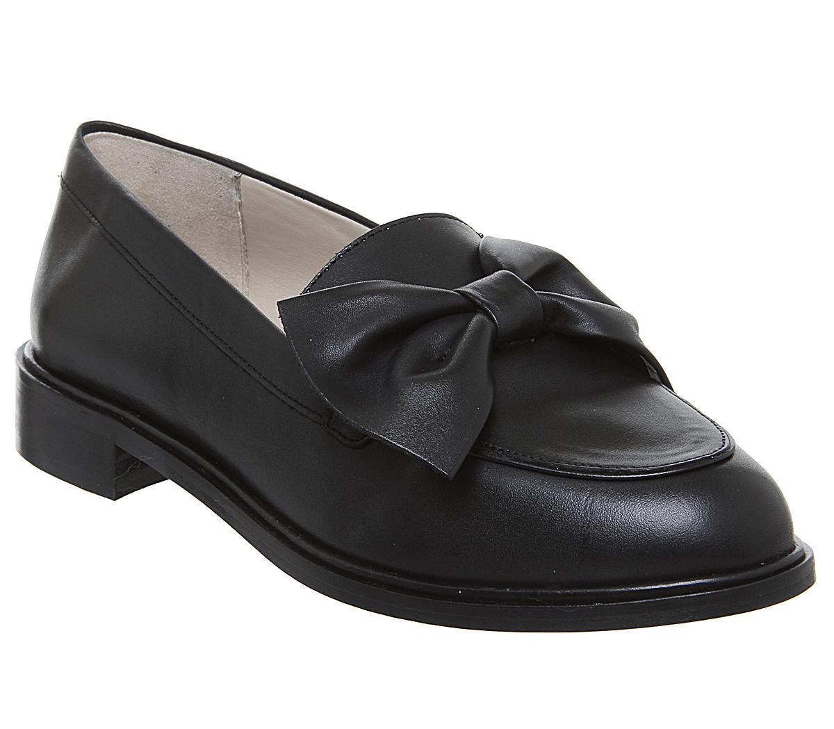 bow loafers black