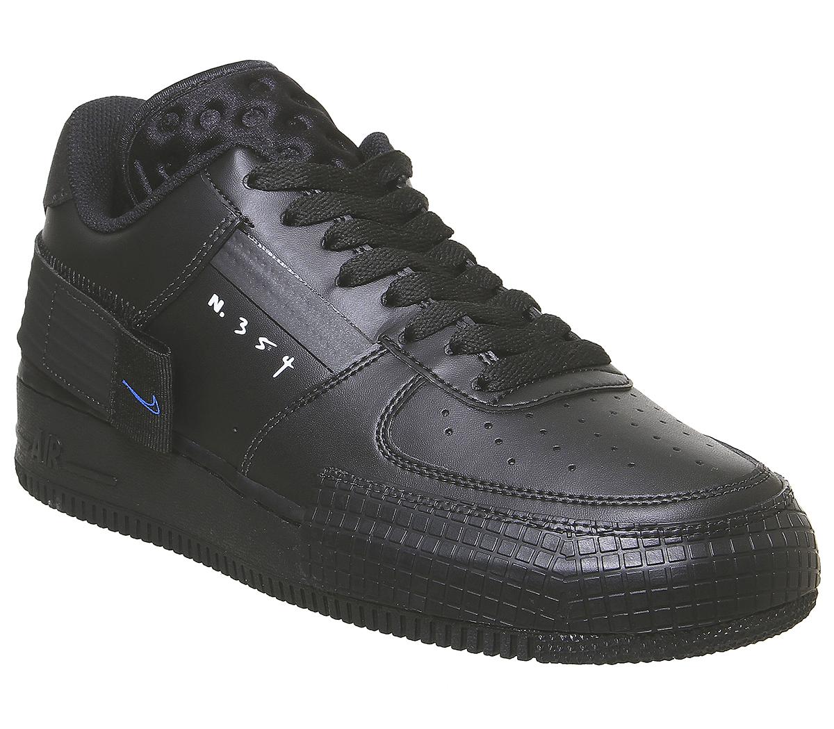 nike air force 1 type black blue & platinum