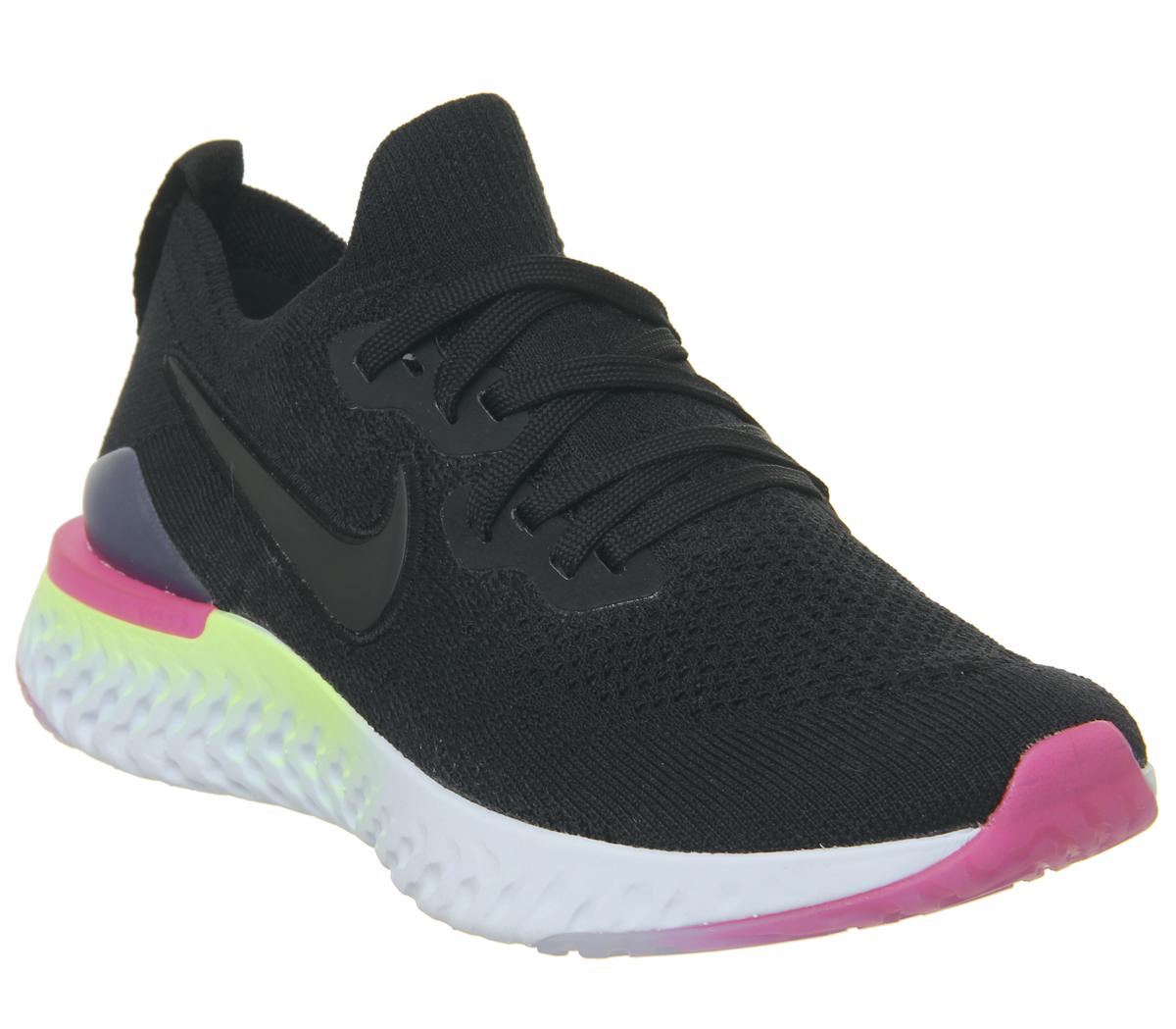 nike running epic react flyknit trainers in black