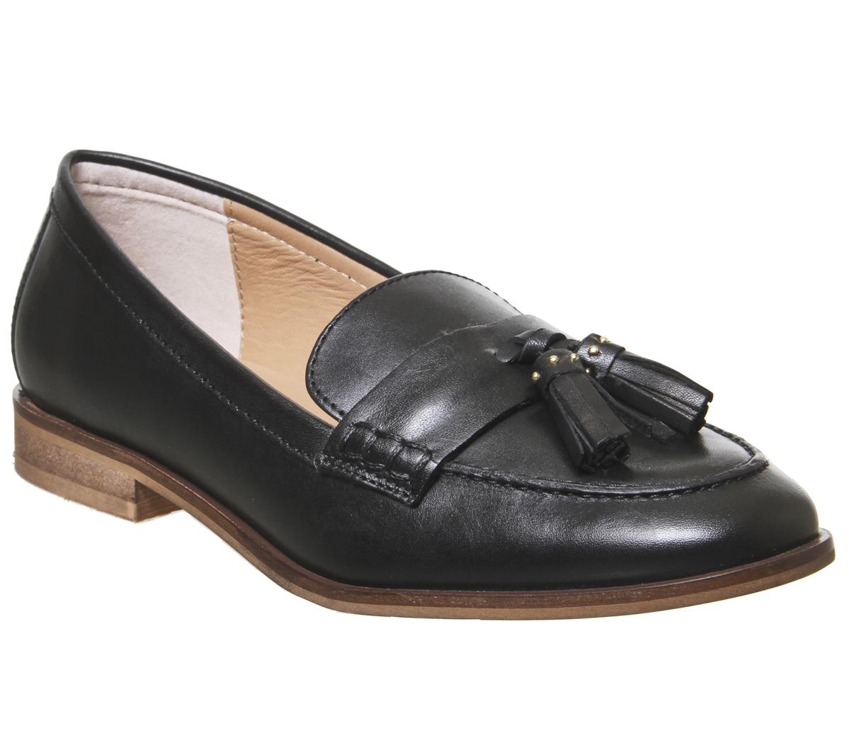 Office Fiza Square Toe Loafer Black Leather - Flats