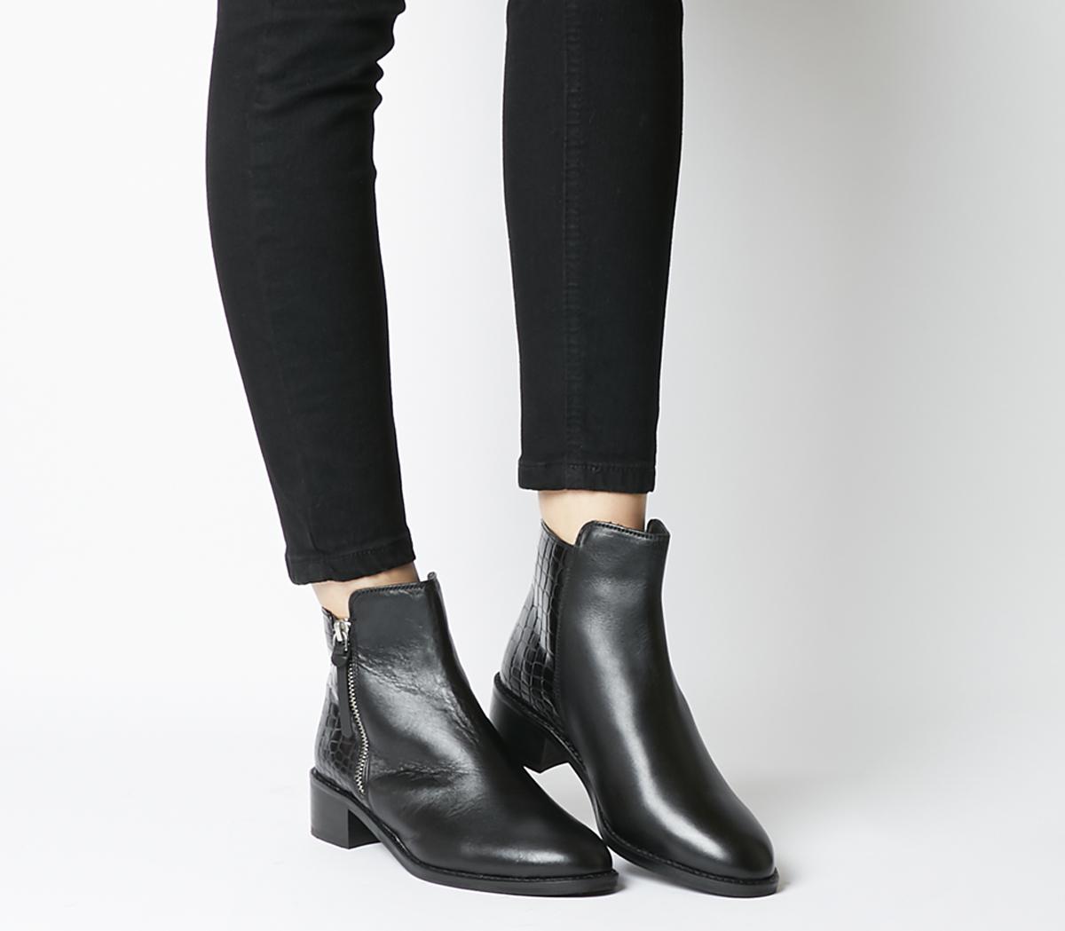 Aspen Side Zip Stepped Ankle Boots