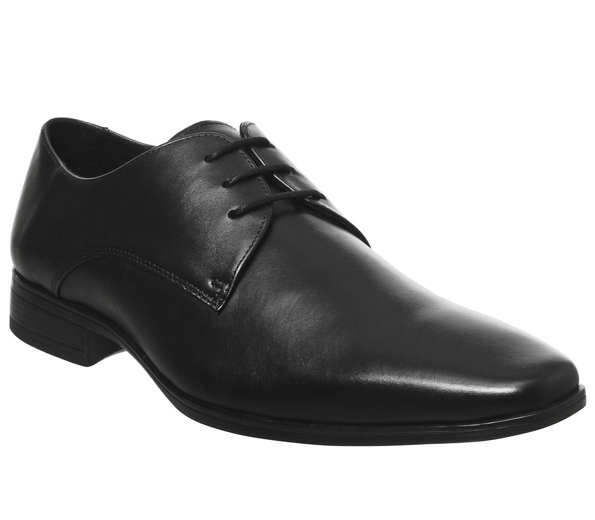 Office Micro Derby Smart Shoes Black Leather - Men’s Smart Shoes