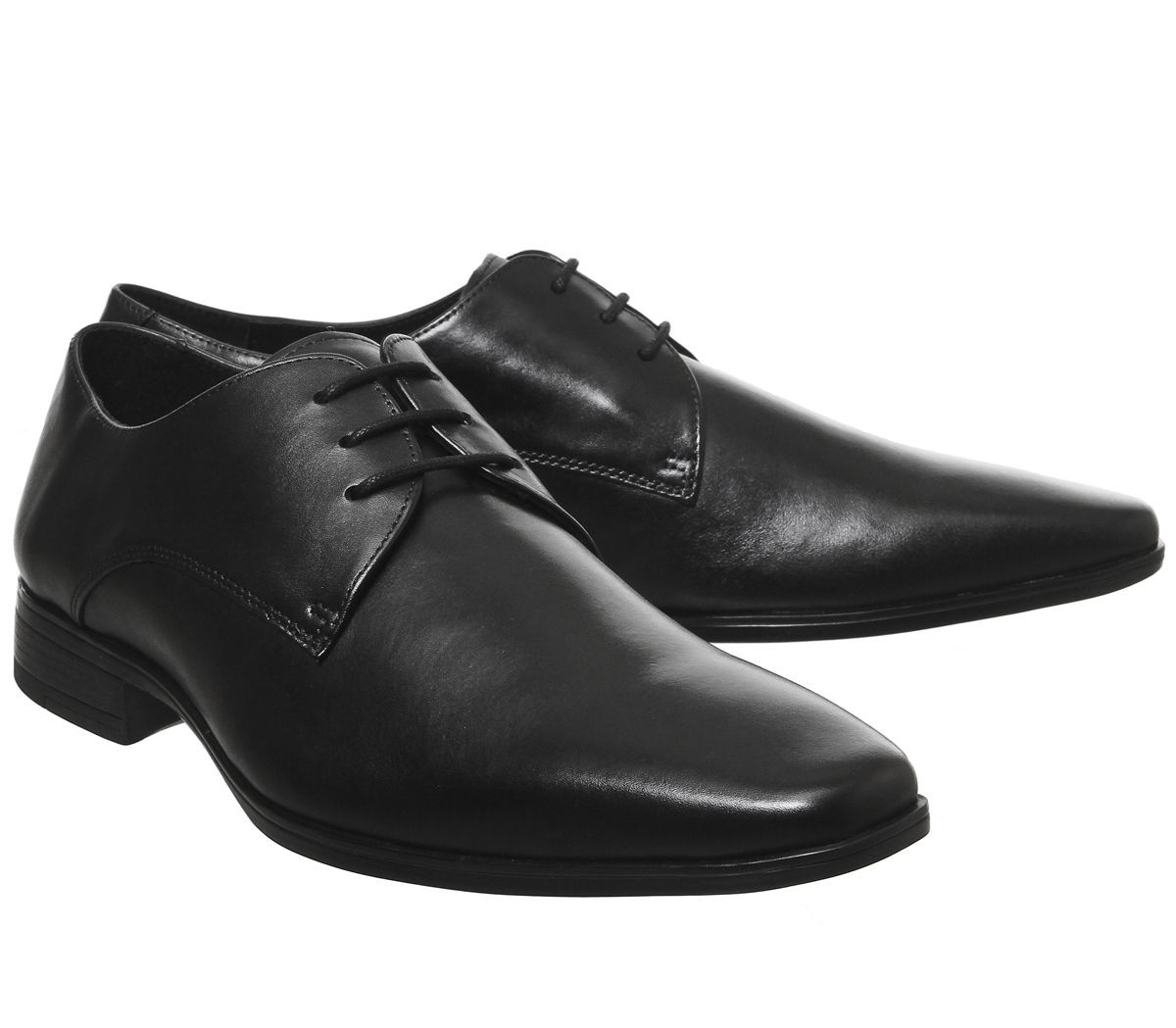 Office Micro Derby Smart Shoes Black Leather - Men’s Smart Shoes