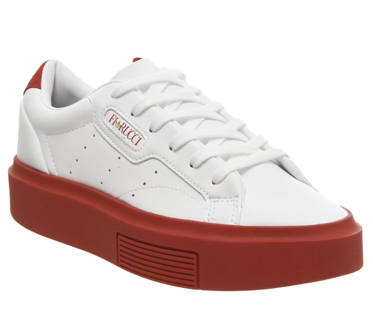 adidas x fiorucci super sleek trainers white & red