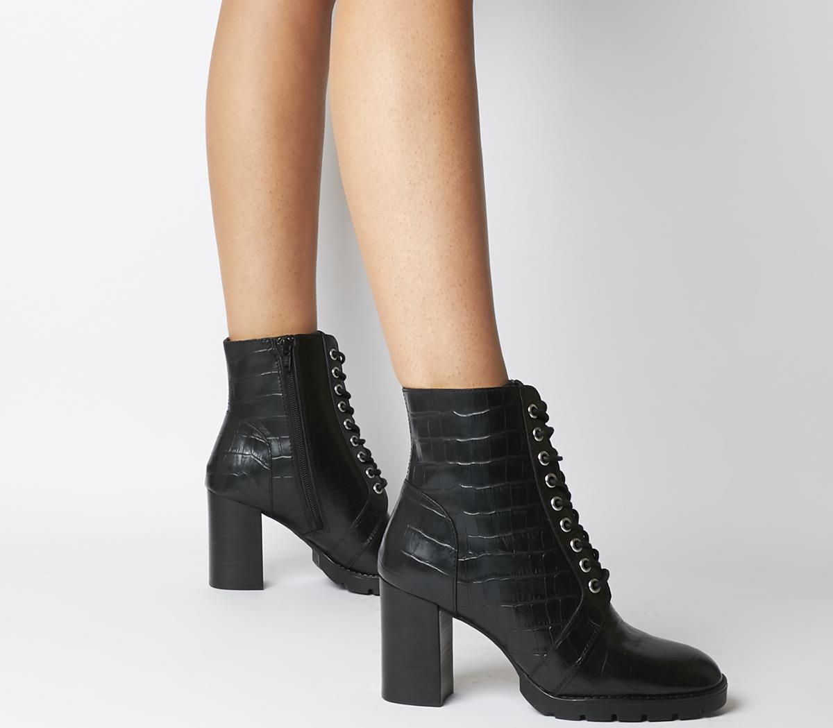 Heeled lace hot sale up boots