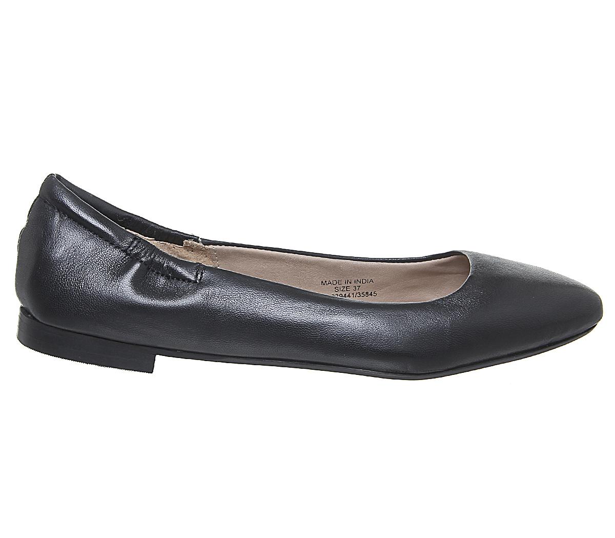 Office Flawless Softy Point Ballerina Flats Black Leather - Flat Shoes ...