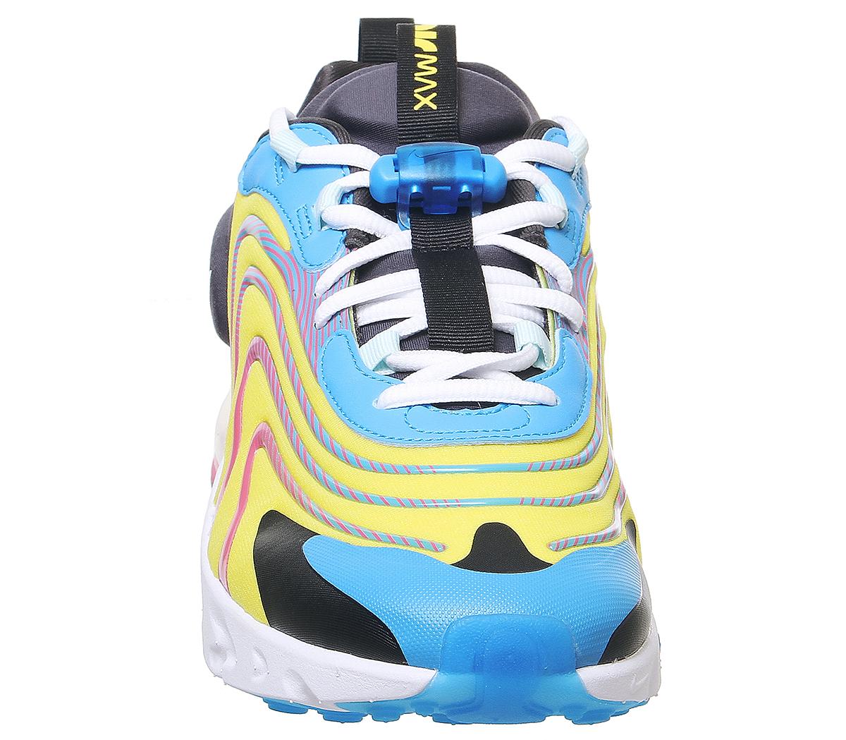 Nike Air Max 270 React Trainers Laser Blue White Anthracite Watermelon Opti Yellow Unisex Sports