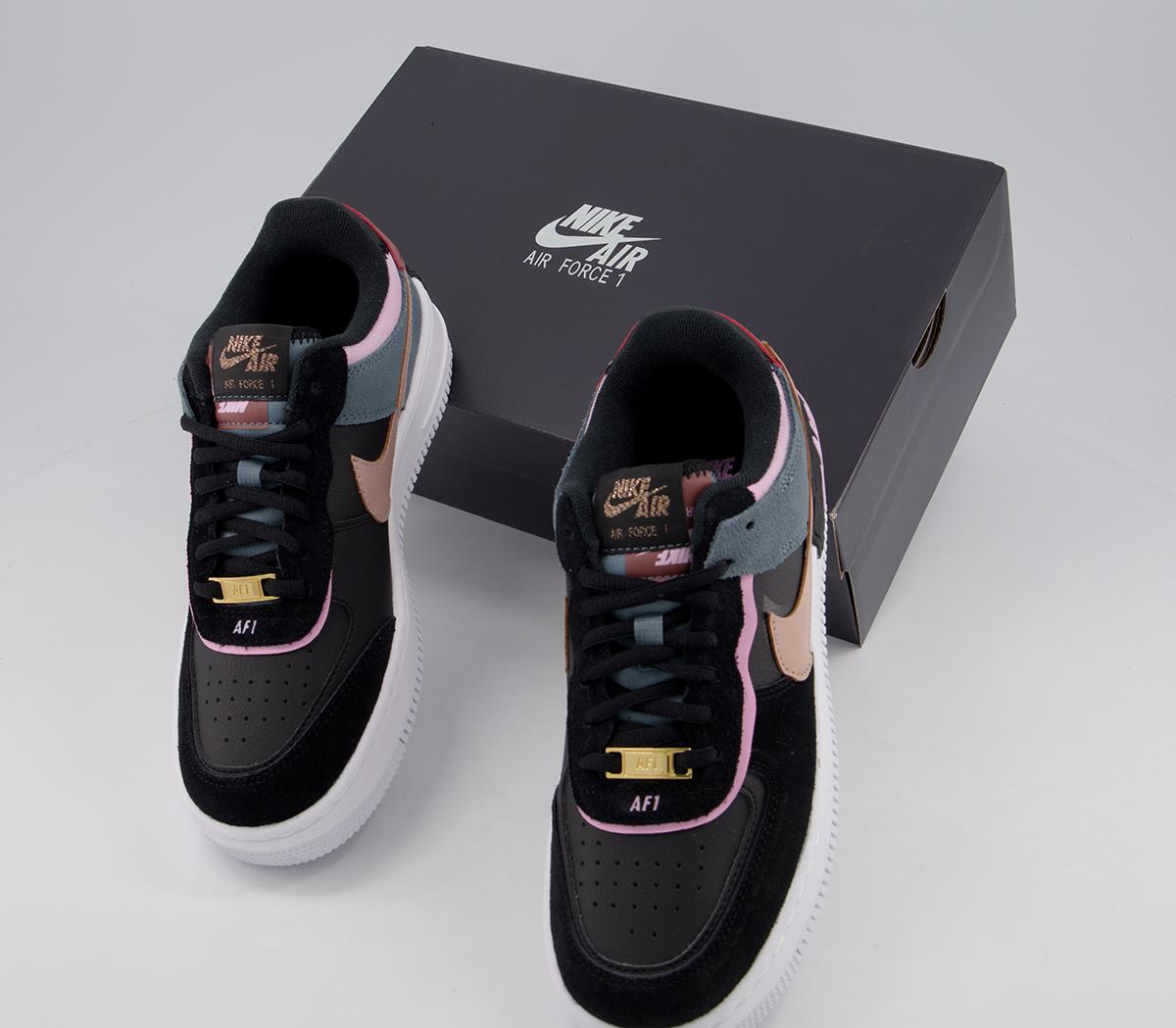 air force 1 shadow trainers black metallic red bronze light artic pink