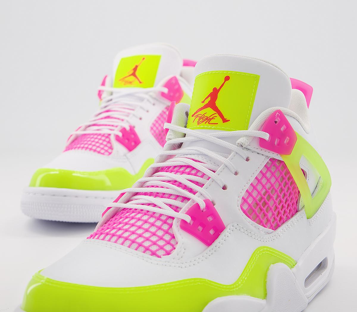 Jordan Air Jordan 4 Gs Trainers White Lemon Venom Pink - Hers trainers