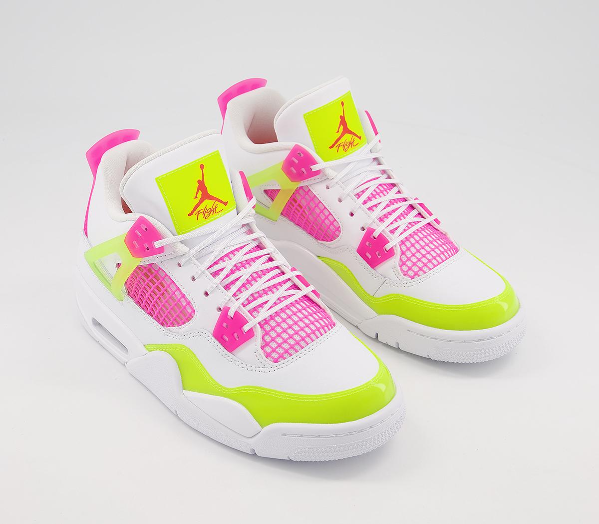 Jordan Air Jordan 4 Gs Trainers White Lemon Venom Pink - Hers trainers