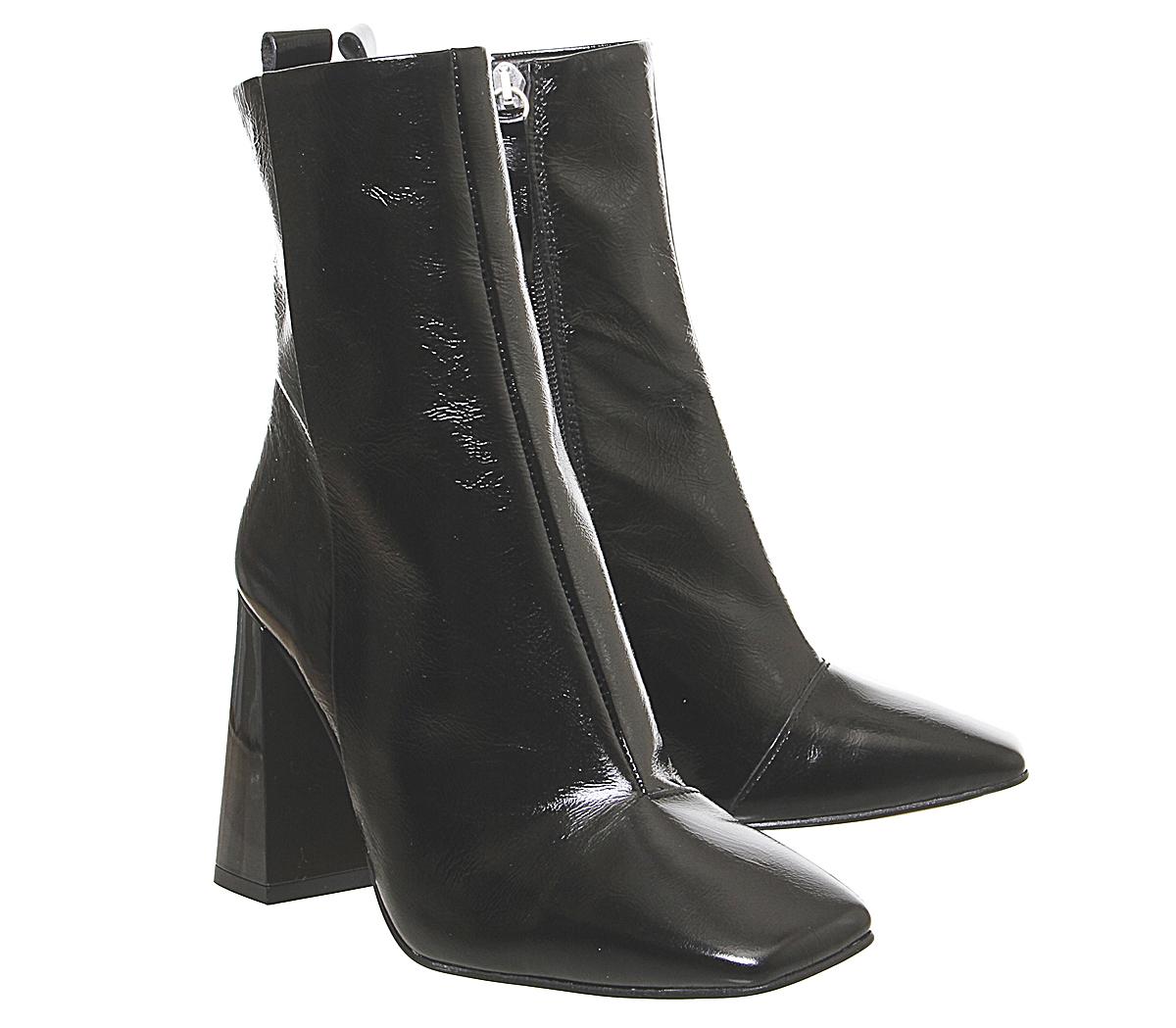 block heel square toe ankle boots