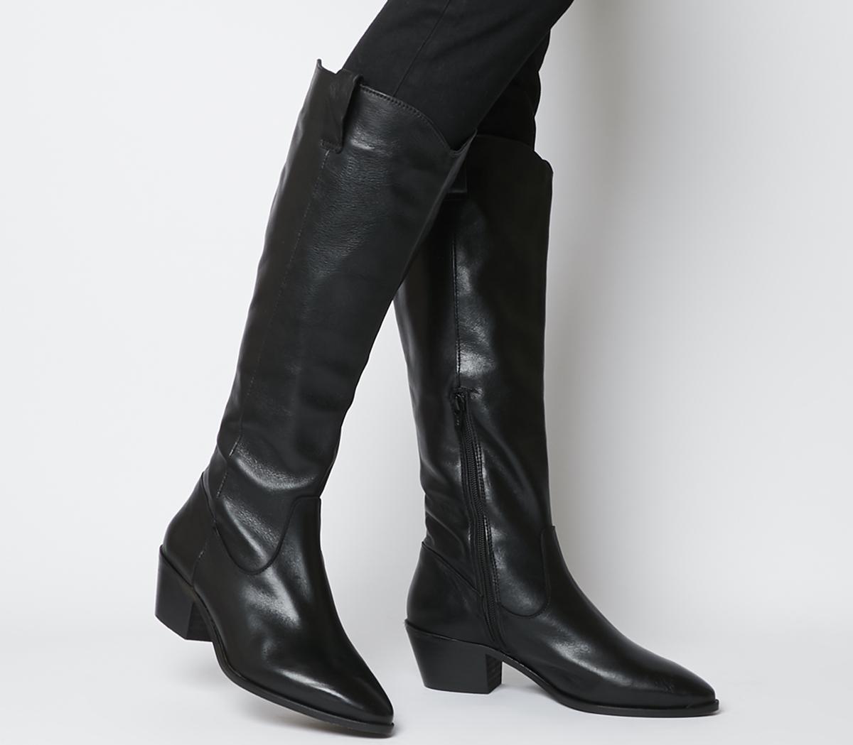 Office Kountry Casual Western Knee Boots Black Leather Kne