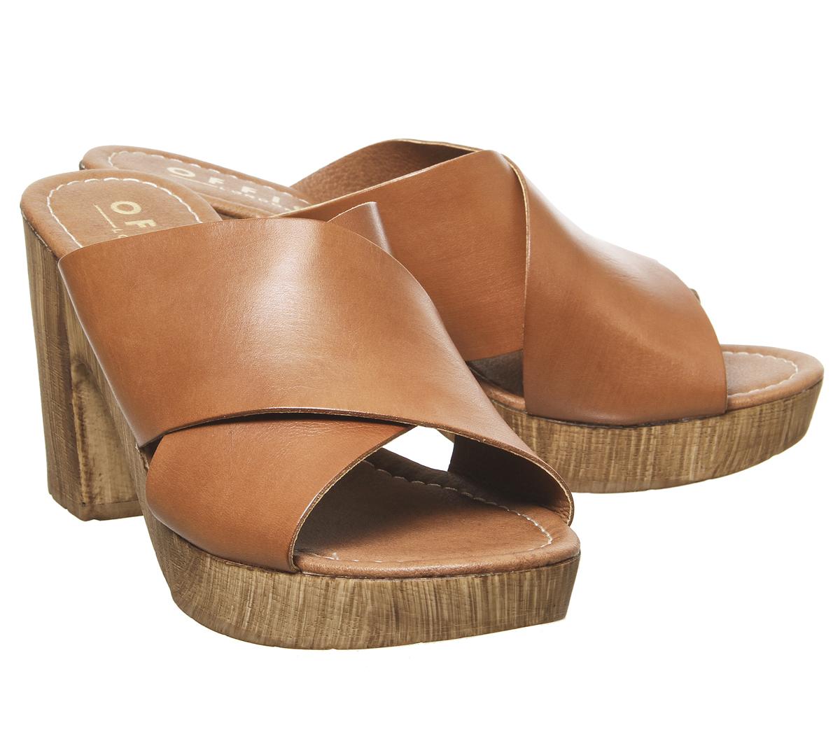 tan mule block heel