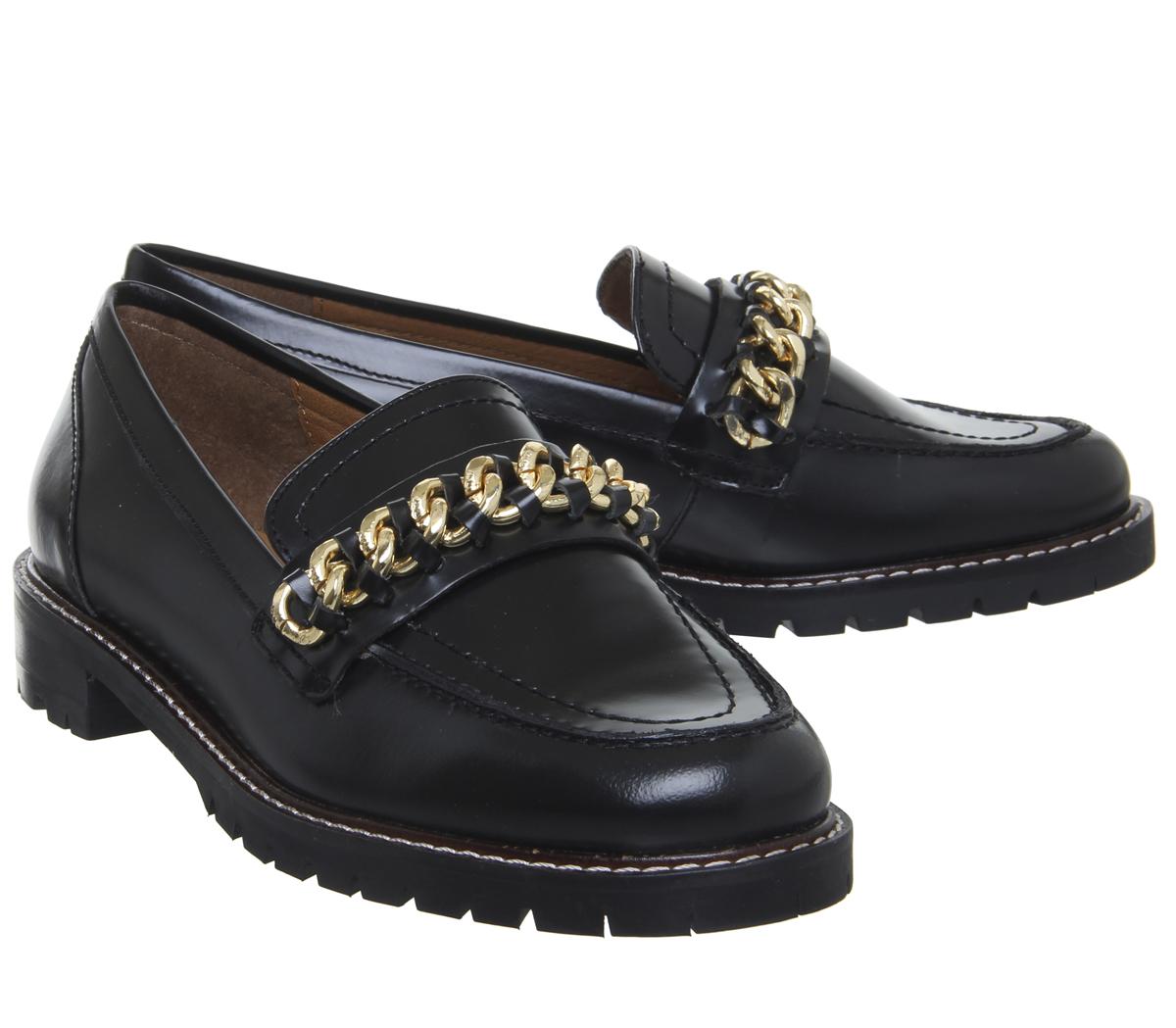 women's leather horsebit chain loafer