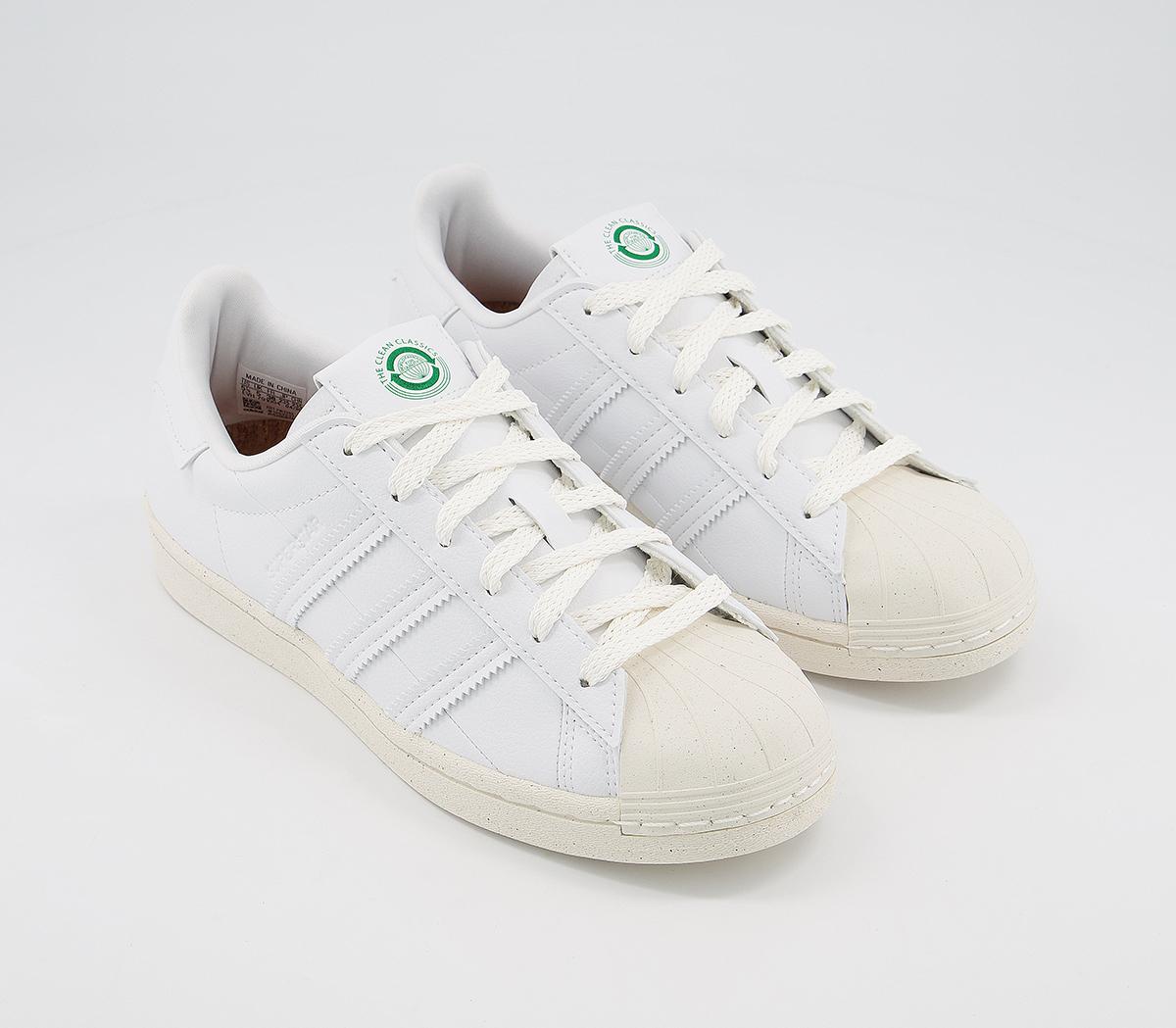 adidas Superstar 'Clean Classics' Trainers White Off White Green ...