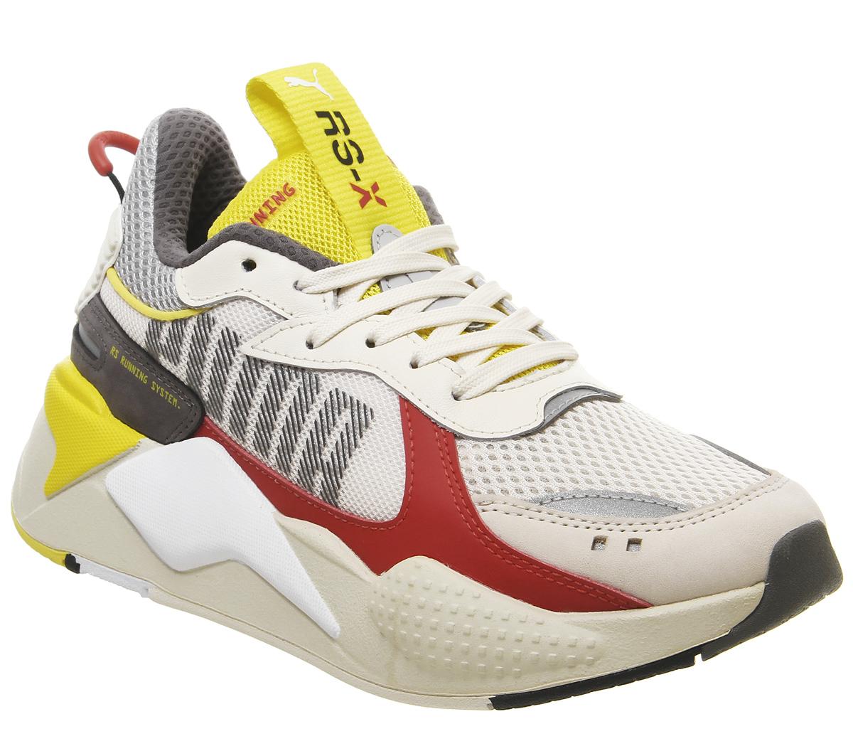 Puma Rs X Bold Trainers Whisper White High Rise Red Blazing Yellow Unisex Sports