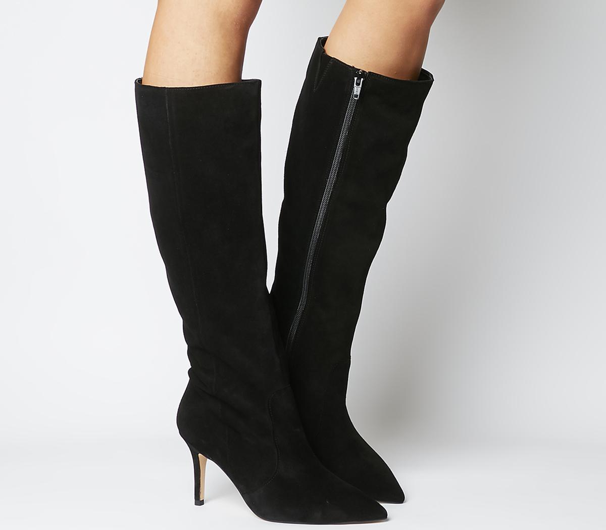 Suede knee boots black Clearance