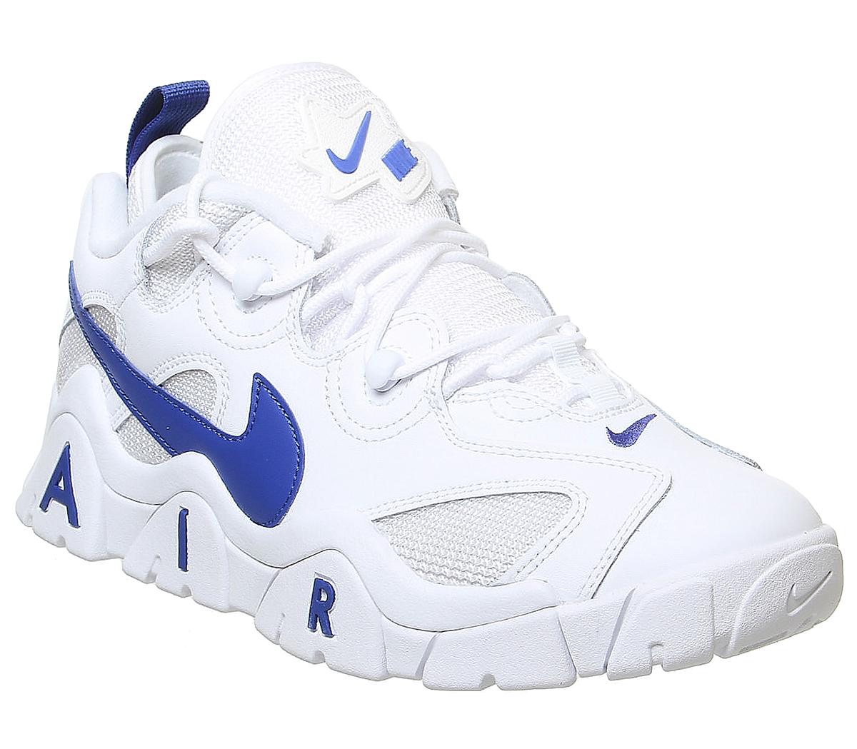 nike air barrage low blue and white