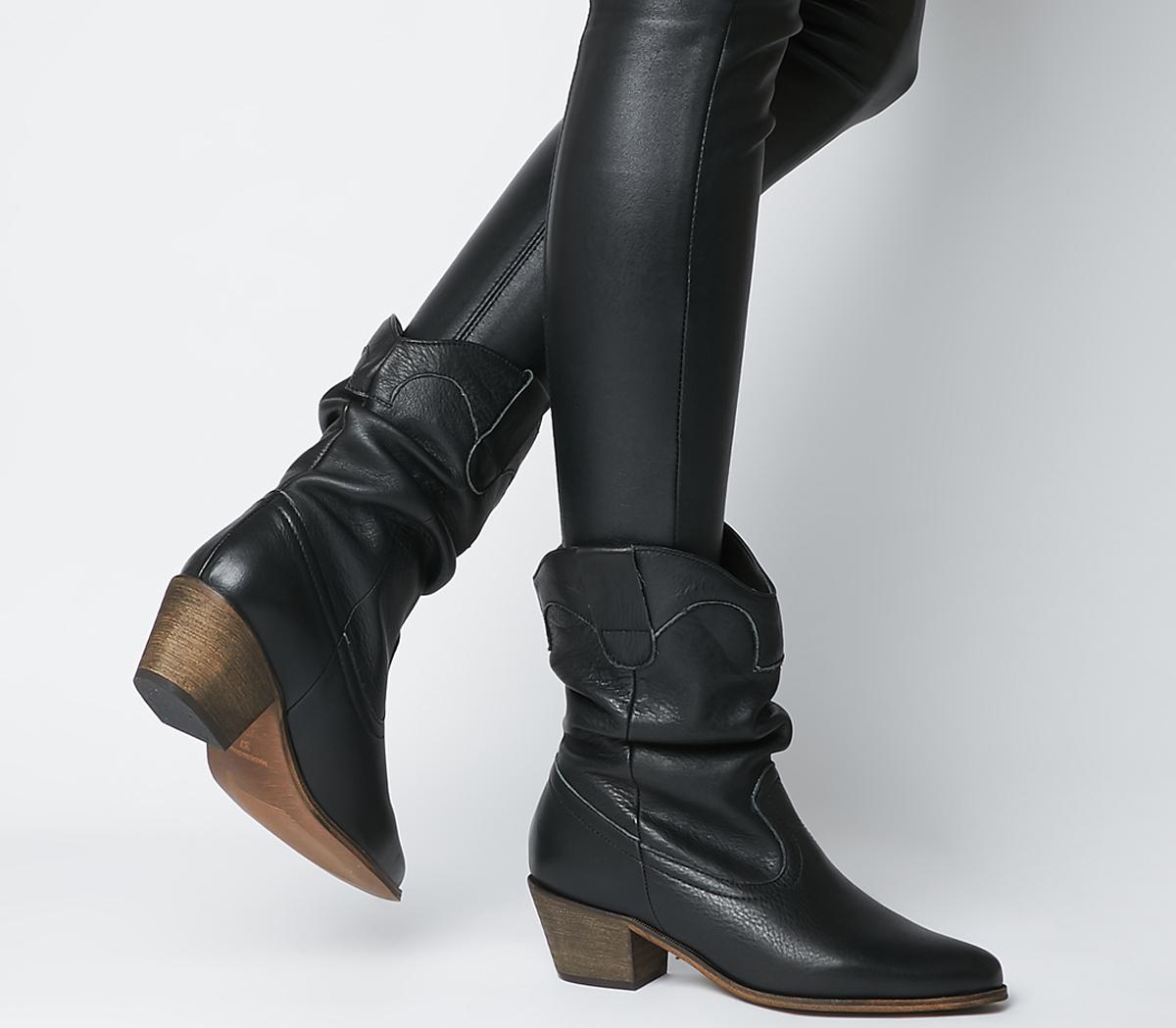 ruched boots black