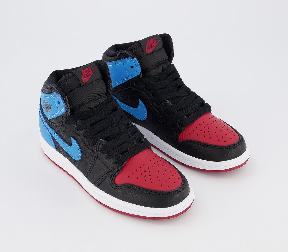 Jordan Jordan 1 Ps Trainers Black Powder Blue Gym Red - Unisex