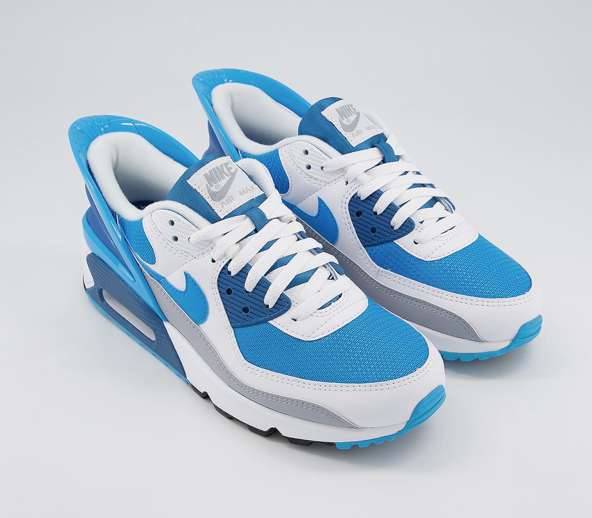 Nike Air Max 90 Flyease Trainers White Laser Blue White Industrial Blue ...