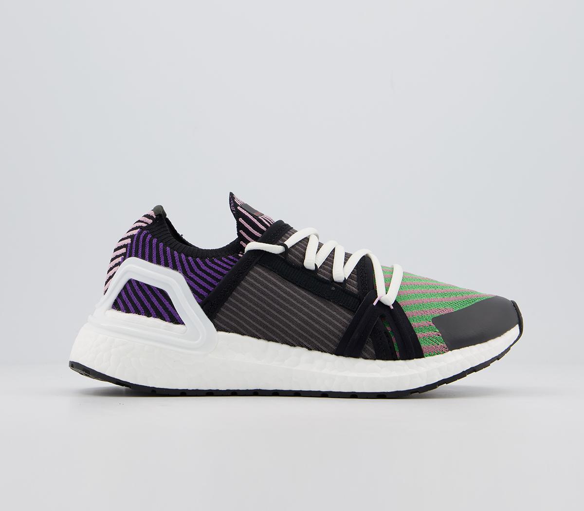 black and purple adidas trainers