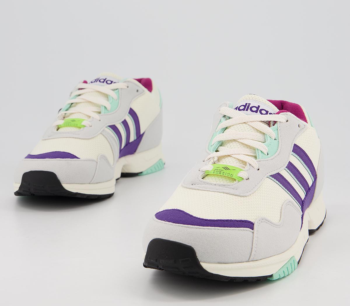 white and pink adidas trainers