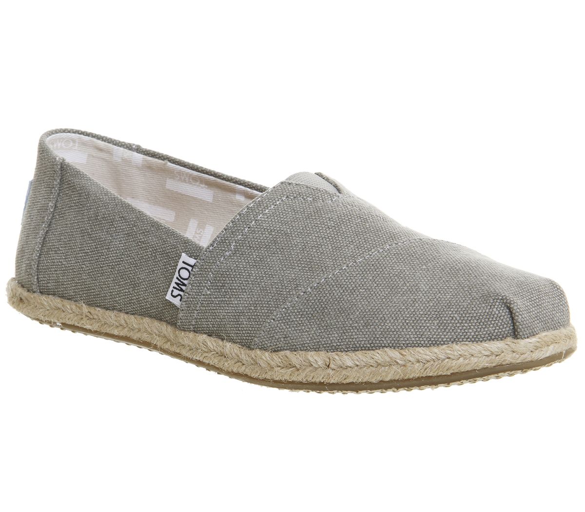Toms Seasonal Classic Slip On Drizzle Grey Suede Rope Sole - Flats