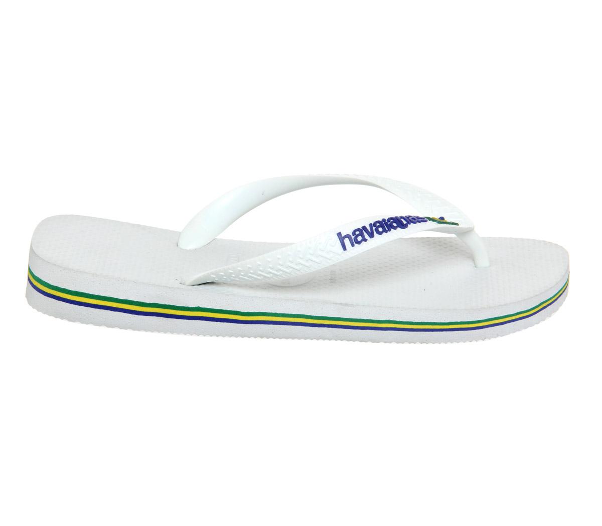 Havaianas Brasil Logo Flip Flops White - Men’s Sandals